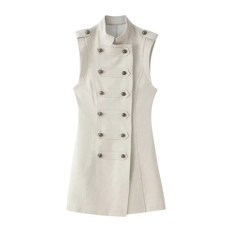 Women's Ruffle Mini Dress – Elegant V-Neck Loose Fit Dress with Elastic Waist