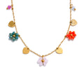 Yhpup Summer Fashion Crystal Flower Pendant Necklace for Women Stainless Steel Handmade Cute Collar Jewelry 2025 Waterproof