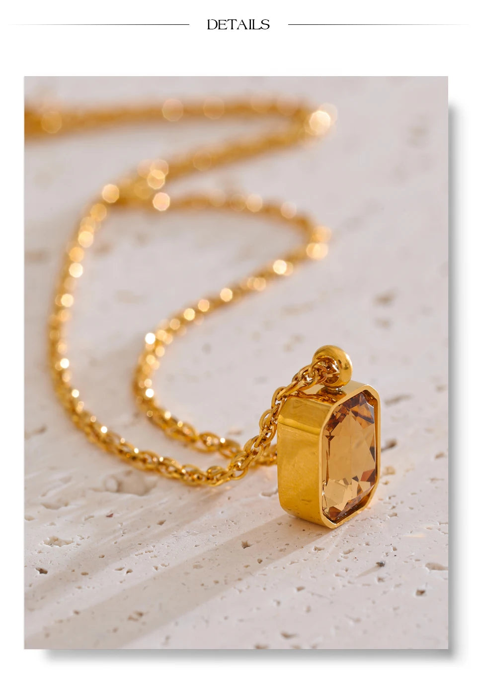 Yhpup AAA Shiny Champagne Zirconia Pendant Necklace Hot Style Stainless Steel Chain Collar Luxury Jewelry Wholesale