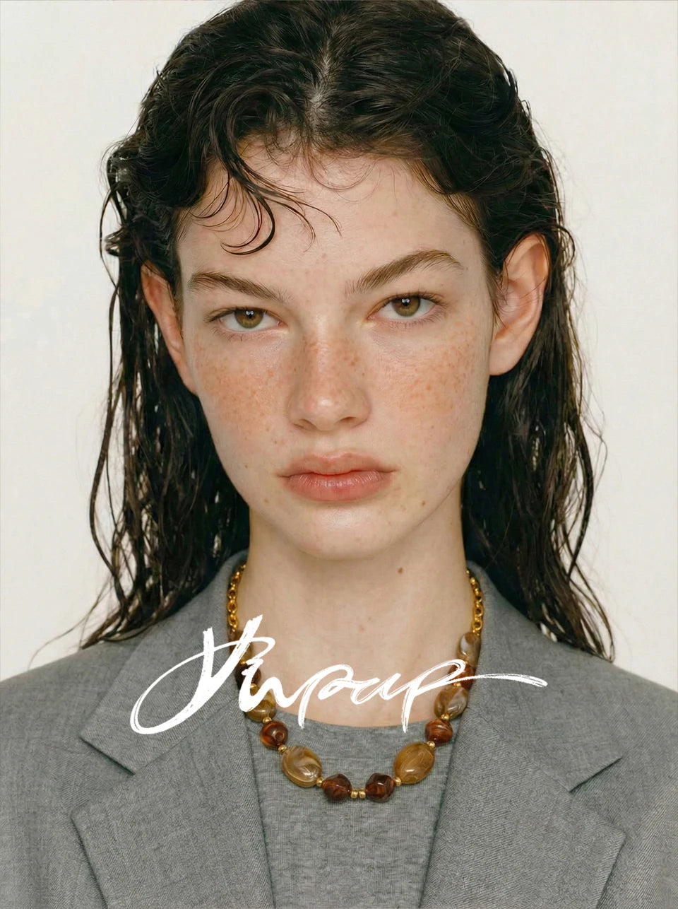 Yhpup Stainless Steel Resin Beads Chain Statement Necklace Waterproof PVD Plated Handmade Attractive Neck Jewelry Accessories