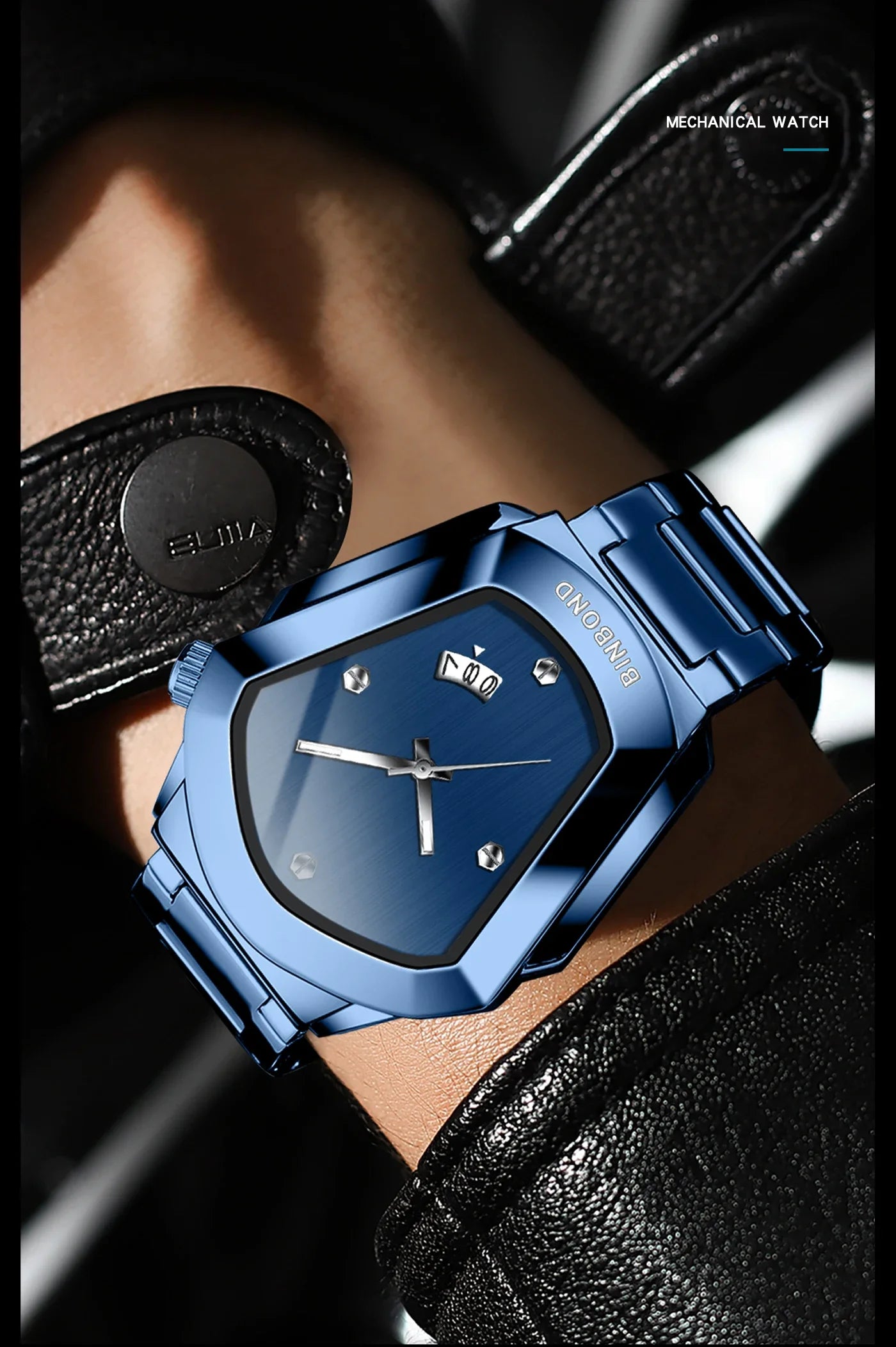 BINBOND Luxury Mens Watches Stainless Steel Strap New Concept Quartz Calendar Business Sports WristWatch Fashion Watches For Men