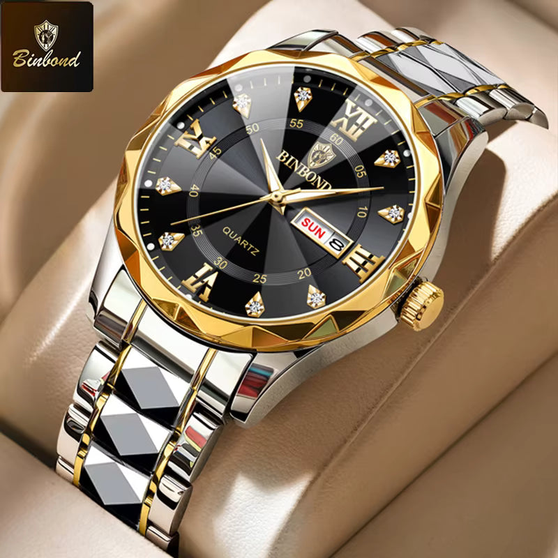 BINBOND B2521 Fashion Luxury Business Men Watches 30M Waterproof Week Date Clock Sport Quartz Mens Wristwatch Relogio Masculino