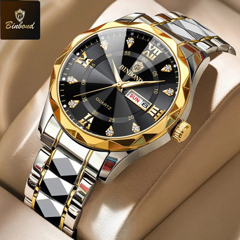 BINBOND B2521 Fashion Luxury Business Men Watches 30M Waterproof Week Date Clock Sport Quartz Mens Wristwatch Relogio Masculino