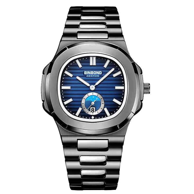 BINBOND Men's Business Quartz Watch – Stainless Steel Waterproof Wristwatch
