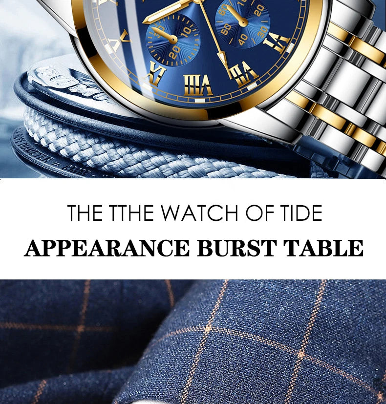 BINBOND 2pcs Couple Watches Fashion Top Brand Men Ladies for Quartz Watch Lover Waterproof Stainless Steel Watch Valentine Gift