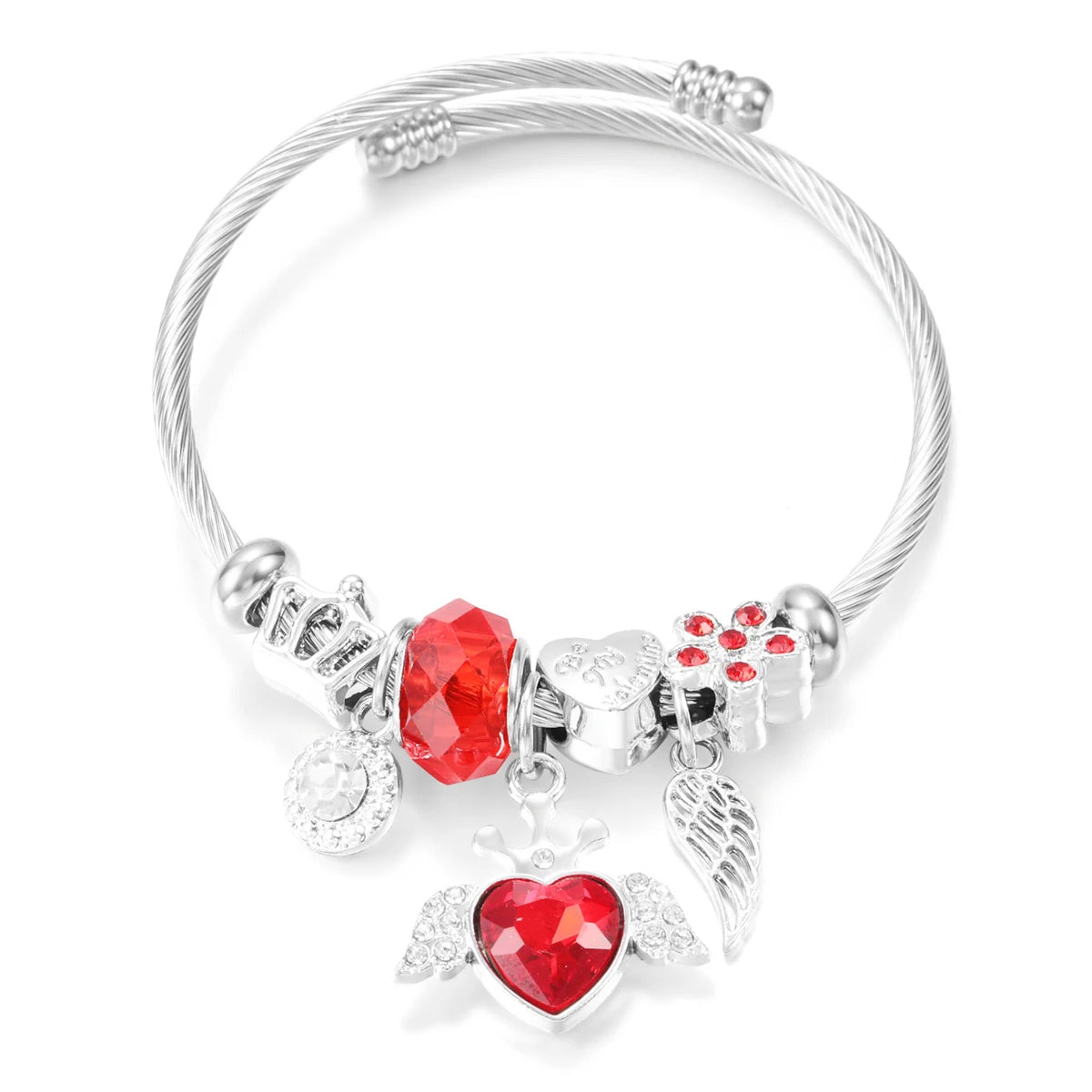 New Butterfly Crystal Tree of Life Beaded Pendant Bracelet Stainless Steel 4 Colors Closure Bangles Women Bracelet Accessories
