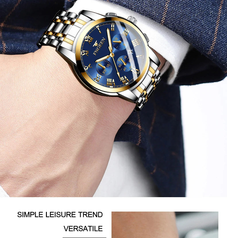 BINBOND 2pcs Couple Watches Fashion Top Brand Men Ladies for Quartz Watch Lover Waterproof Stainless Steel Watch Valentine Gift