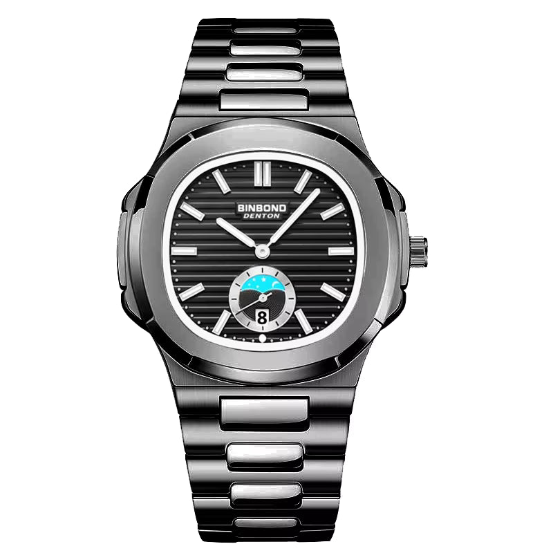 BINBOND Men's Business Quartz Watch – Stainless Steel Waterproof Wristwatch