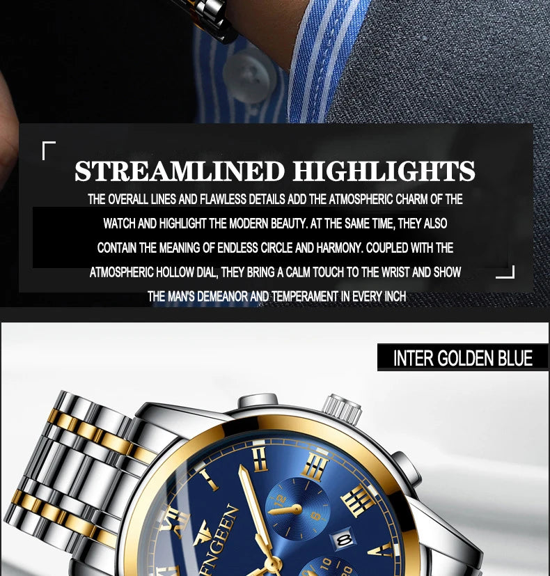 BINBOND 2pcs Couple Watches Fashion Top Brand Men Ladies for Quartz Watch Lover Waterproof Stainless Steel Watch Valentine Gift