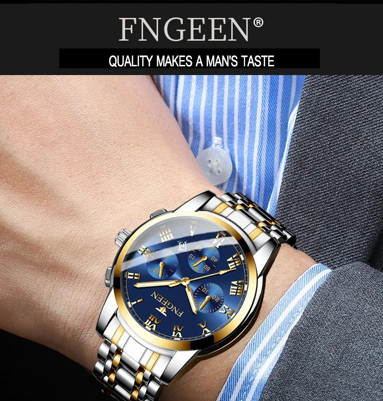 BINBOND 2pcs Couple Watches Fashion Top Brand Men Ladies for Quartz Watch Lover Waterproof Stainless Steel Watch Valentine Gift