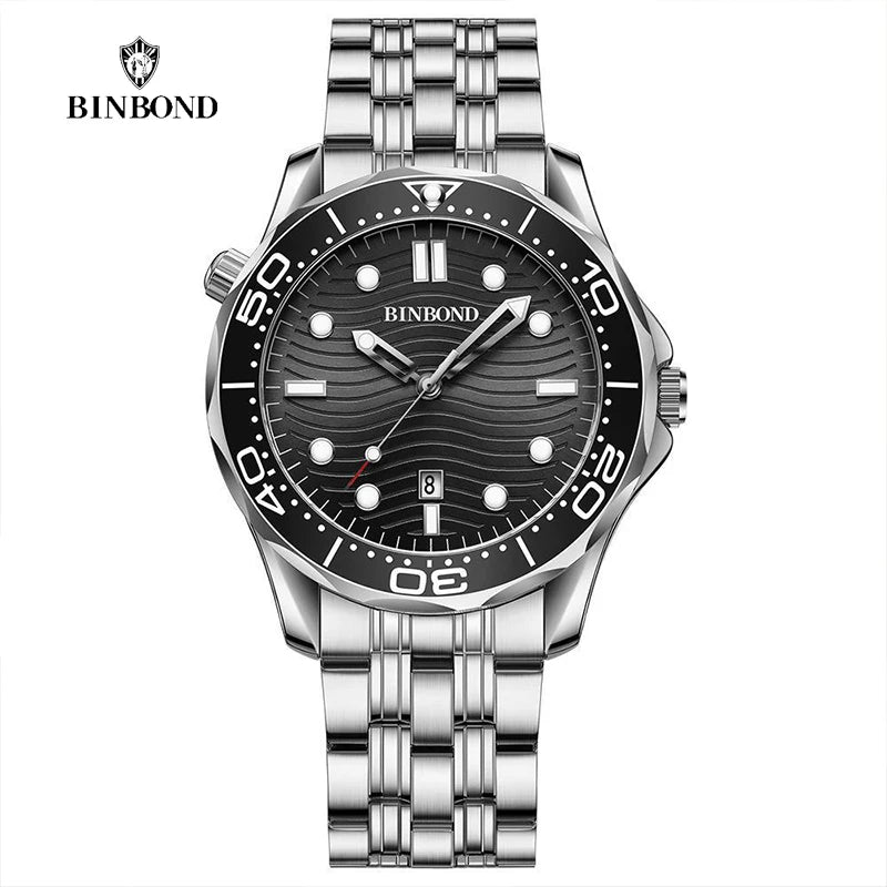 BINBOND Brand New Fashion Ultra-thin Sea Horse Series Men Business Quartz  Watches Waterproof Luminous Sports Casual Men's Watch