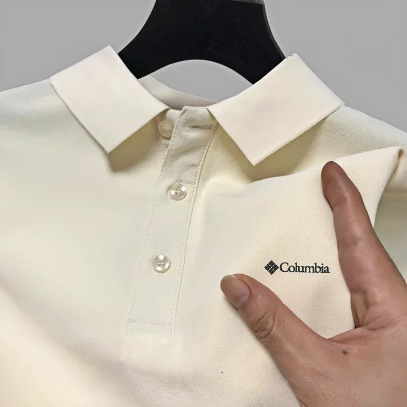 Men's short sleeved polo shirt high-quality embroidered top 2026 summer solid color comfortable