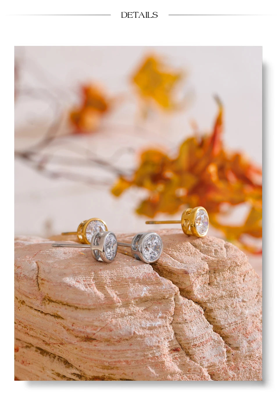 Yhpup High-Grade AAA Shiny Cubic Zirconia Round Stud Earrings Luxury Stainless Steel Daily Premium Jewelry Accessories