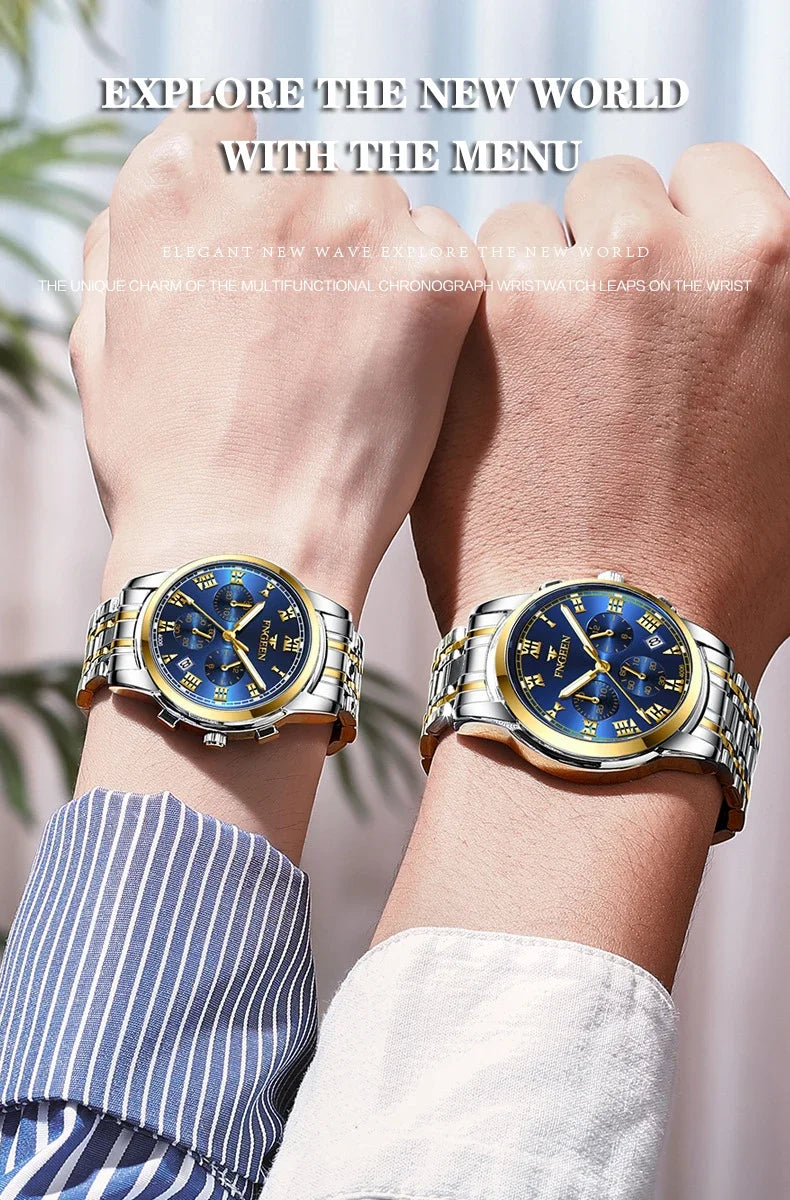 BINBOND 2pcs Couple Watches Fashion Top Brand Men Ladies for Quartz Watch Lover Waterproof Stainless Steel Watch Valentine Gift