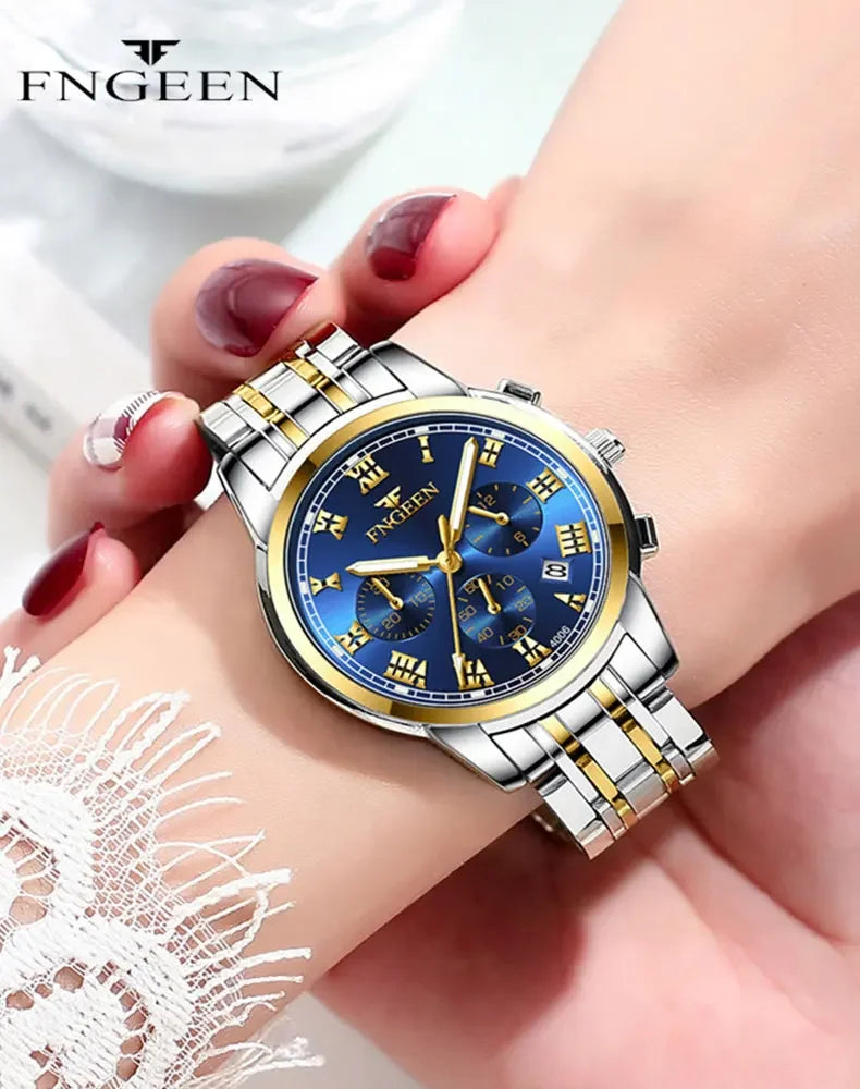 BINBOND 2pcs Couple Watches Fashion Top Brand Men Ladies for Quartz Watch Lover Waterproof Stainless Steel Watch Valentine Gift