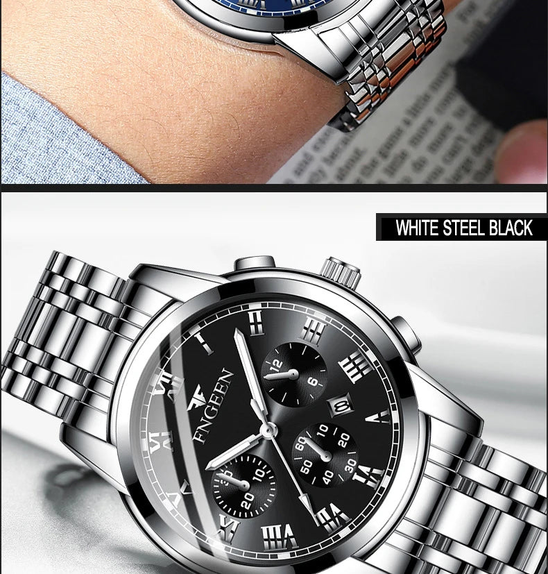 BINBOND 2pcs Couple Watches Fashion Top Brand Men Ladies for Quartz Watch Lover Waterproof Stainless Steel Watch Valentine Gift