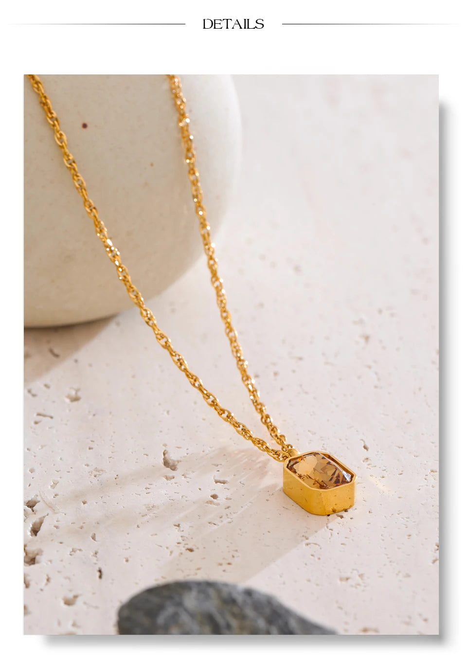 Yhpup AAA Shiny Champagne Zirconia Pendant Necklace Hot Style Stainless Steel Chain Collar Luxury Jewelry Wholesale