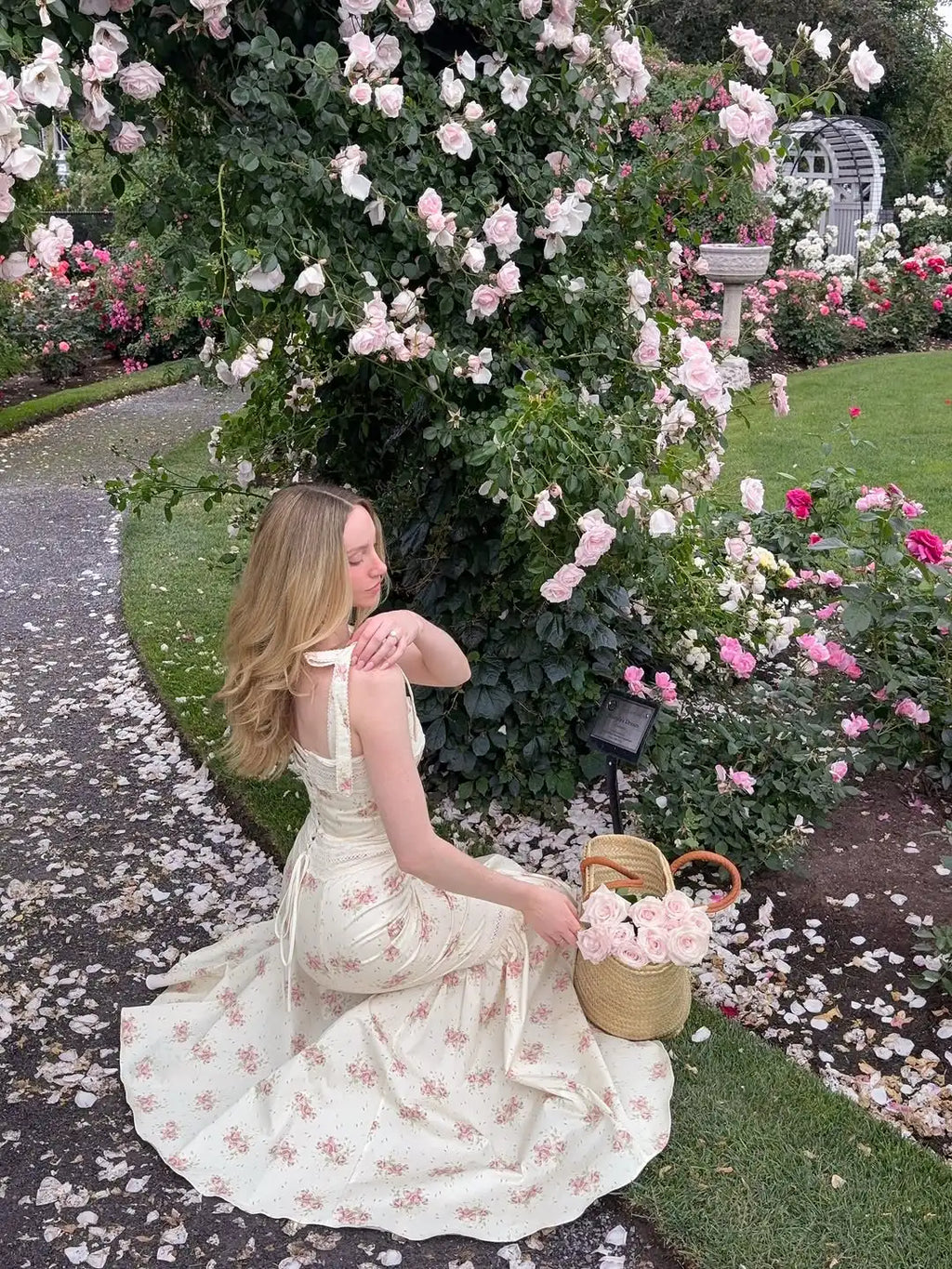 Women White Pink Floral Print Fishtail Skirt Set Chic V Neck Puff Sleeve Ruffle Button Crop Top Suit Elegant Lady Wedding Outfit
