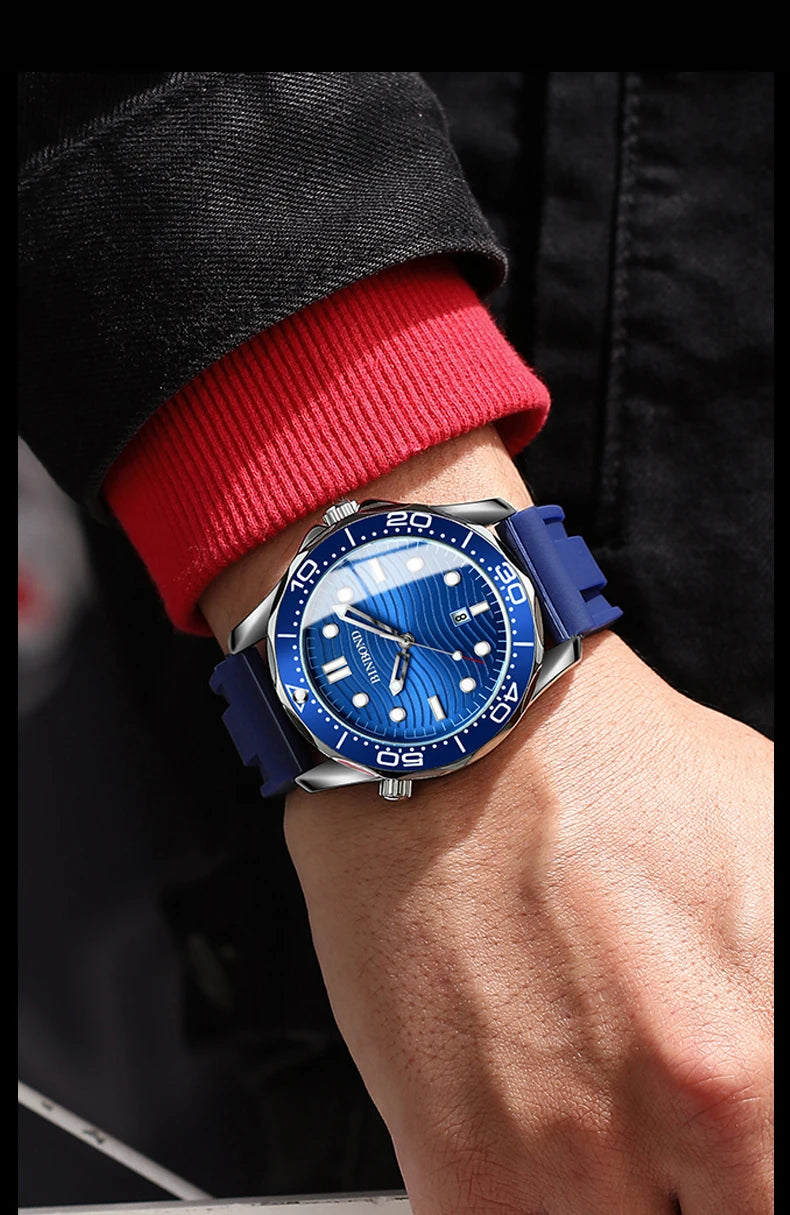 BINBOND Brand New Fashion Ultra-thin Sea Horse Series Men Business Quartz  Watches Waterproof Luminous Sports Casual Men's Watch