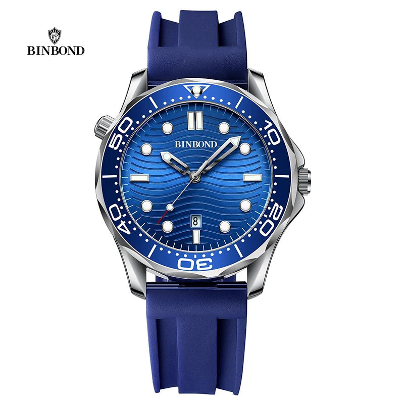BINBOND Brand New Fashion Ultra-thin Sea Horse Series Men Business Quartz  Watches Waterproof Luminous Sports Casual Men's Watch