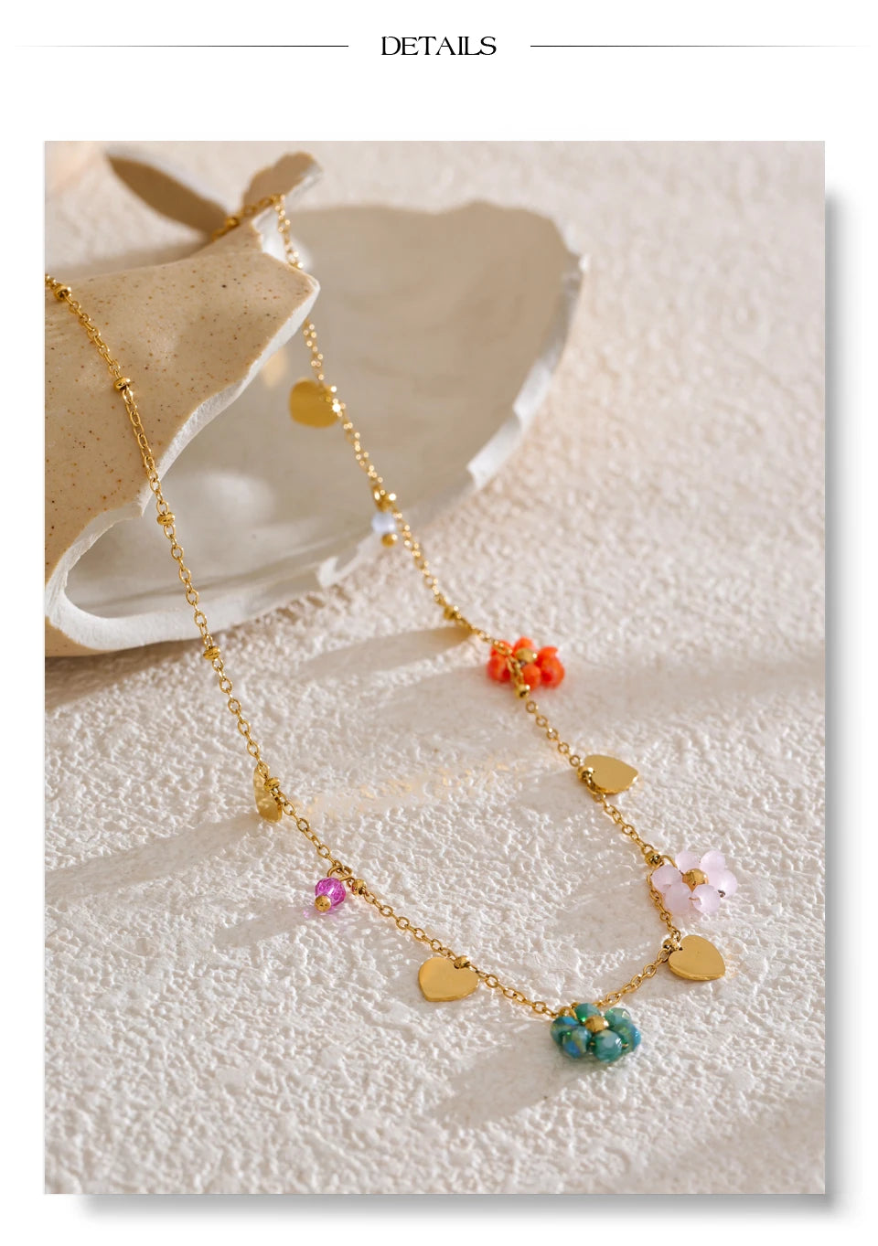 Yhpup Summer Fashion Crystal Flower Pendant Necklace for Women Stainless Steel Handmade Cute Collar Jewelry 2025 Waterproof