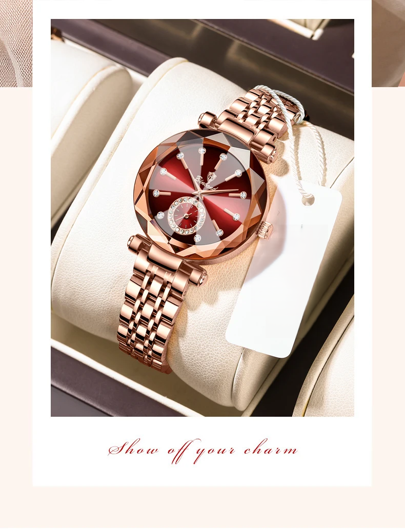 BINBOND Fashion Elegant Women Quartz Watches Original Heart Of The Ocean Design Waterproof Luminous Diamond Lady Casual Watches