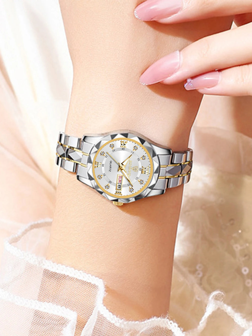 2pcs/Set BINBOND Couple Quartz Watches 30M Waterproof Fashion Diamond Valentine Day Gift Stainless Steel Watch Men Women Watch