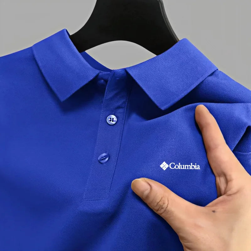 Men's short sleeved polo shirt high-quality embroidered top 2026 summer solid color comfortable