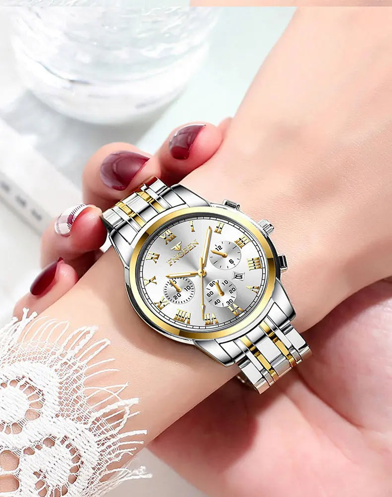 BINBOND 2pcs Couple Watches Fashion Top Brand Men Ladies for Quartz Watch Lover Waterproof Stainless Steel Watch Valentine Gift