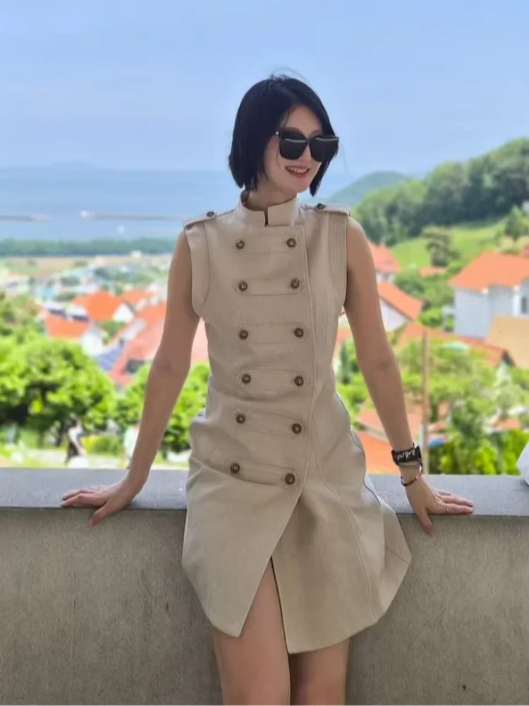 Women's Ruffle Mini Dress – Elegant V-Neck Loose Fit Dress with Elastic Waist