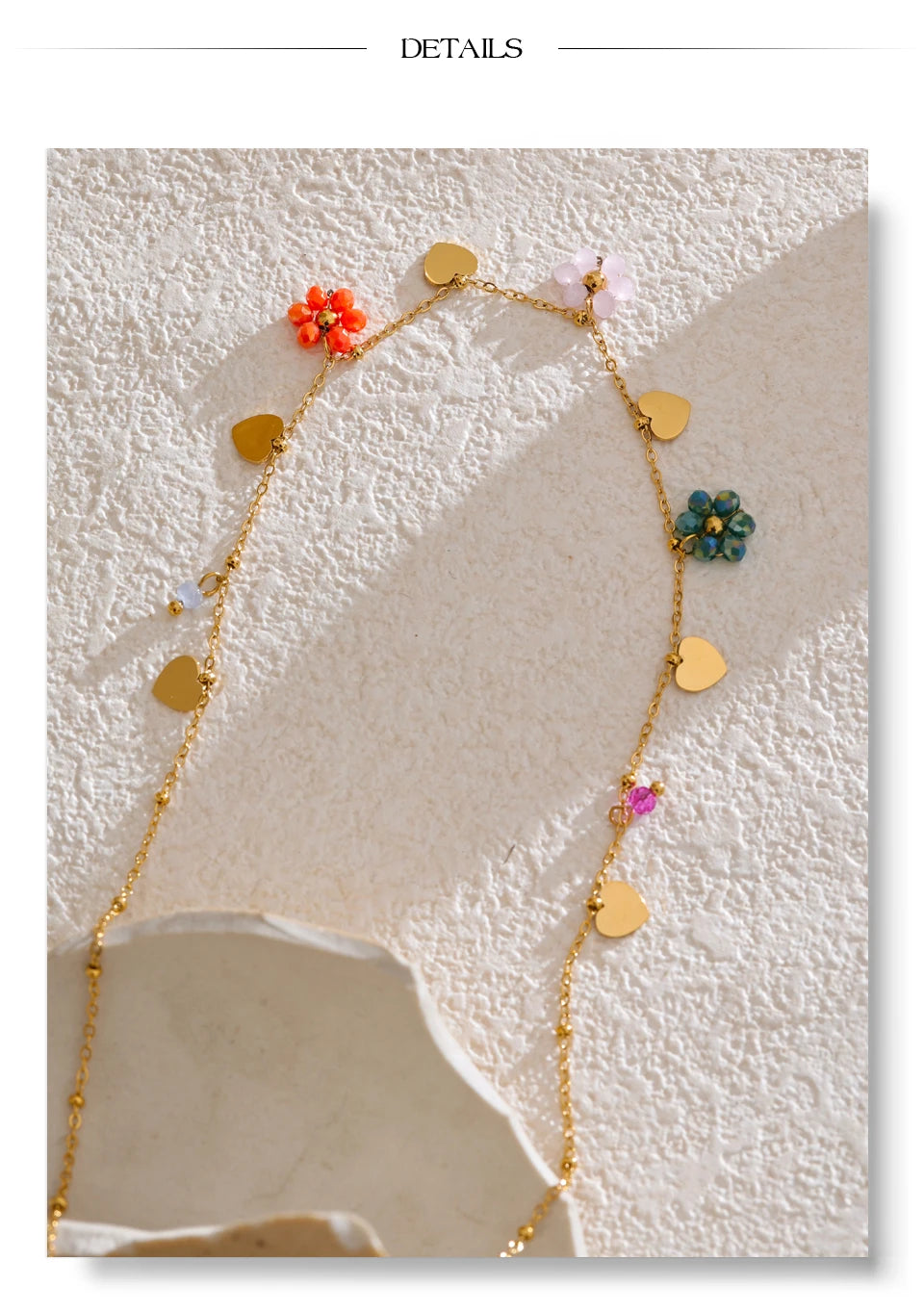 Yhpup Summer Fashion Crystal Flower Pendant Necklace for Women Stainless Steel Handmade Cute Collar Jewelry 2025 Waterproof