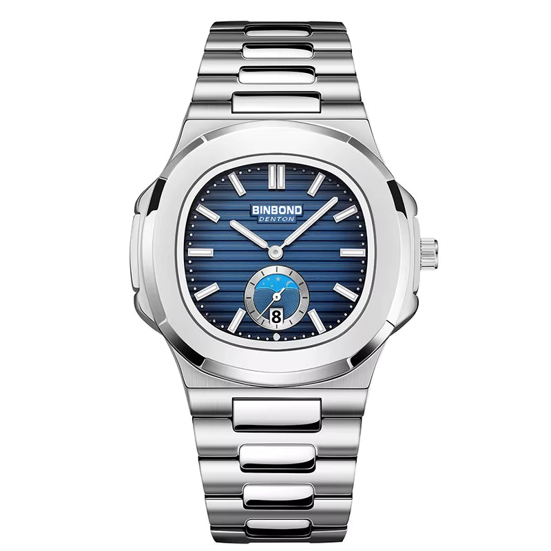 BINBOND Men's Business Quartz Watch – Stainless Steel Waterproof Wristwatch