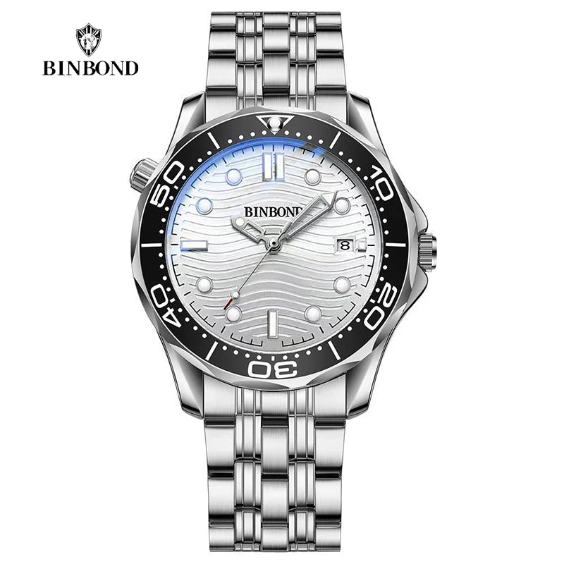 BINBOND Brand New Fashion Ultra-thin Sea Horse Series Men Business Quartz  Watches Waterproof Luminous Sports Casual Men's Watch