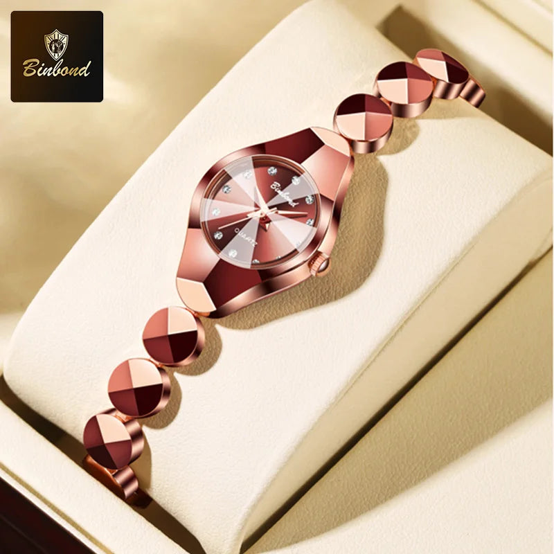 BINBOND New Fashion Quartz Women's Watches Luxury Stainless Steel Strap Waterproof Elegant Lady Bracelet Watch Relogio Feminino
