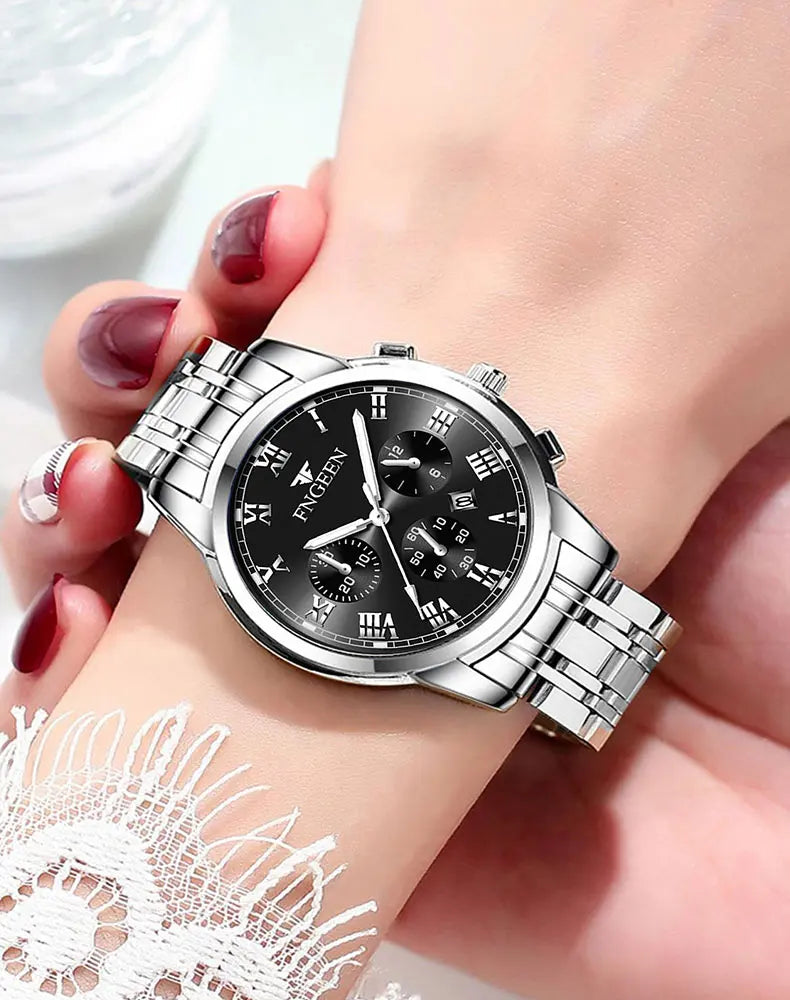 BINBOND 2pcs Couple Watches Fashion Top Brand Men Ladies for Quartz Watch Lover Waterproof Stainless Steel Watch Valentine Gift
