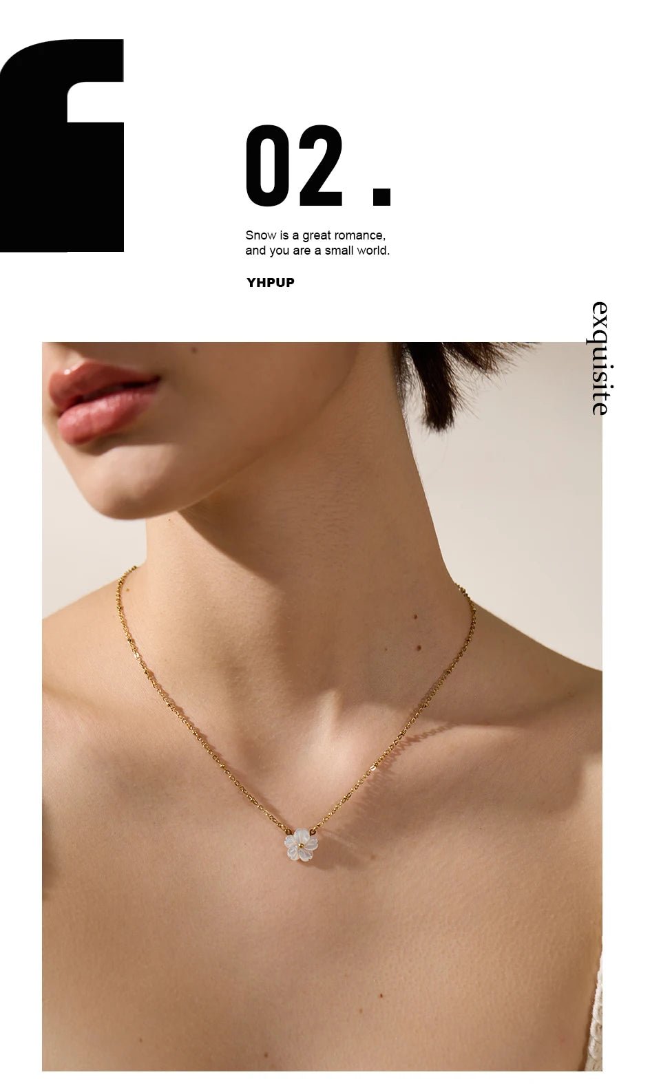 Yhpup Chic Fashion Natural Shell Flower Pendant Necklace Gift Stainless Steel Exquisite Chain Gold Color Premium Jewelry Bijoux