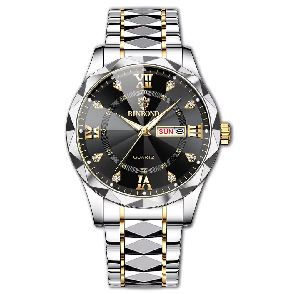 BINBOND B2521 Fashion Luxury Business Men Watches 30M Waterproof Week Date Clock Sport Quartz Mens Wristwatch Relogio Masculino