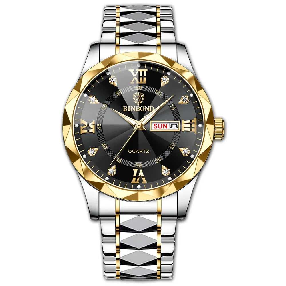 BINBOND B2521 Fashion Luxury Business Men Watches 30M Waterproof Week Date Clock Sport Quartz Mens Wristwatch Relogio Masculino
