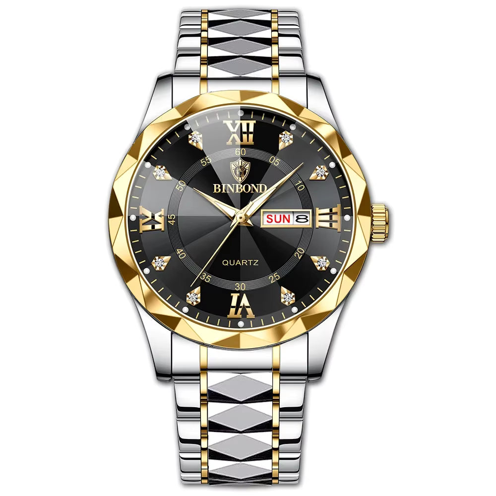 BINBOND B2521 Fashion Luxury Business Men Watches 30M Waterproof Week Date Clock Sport Quartz Mens Wristwatch Relogio Masculino