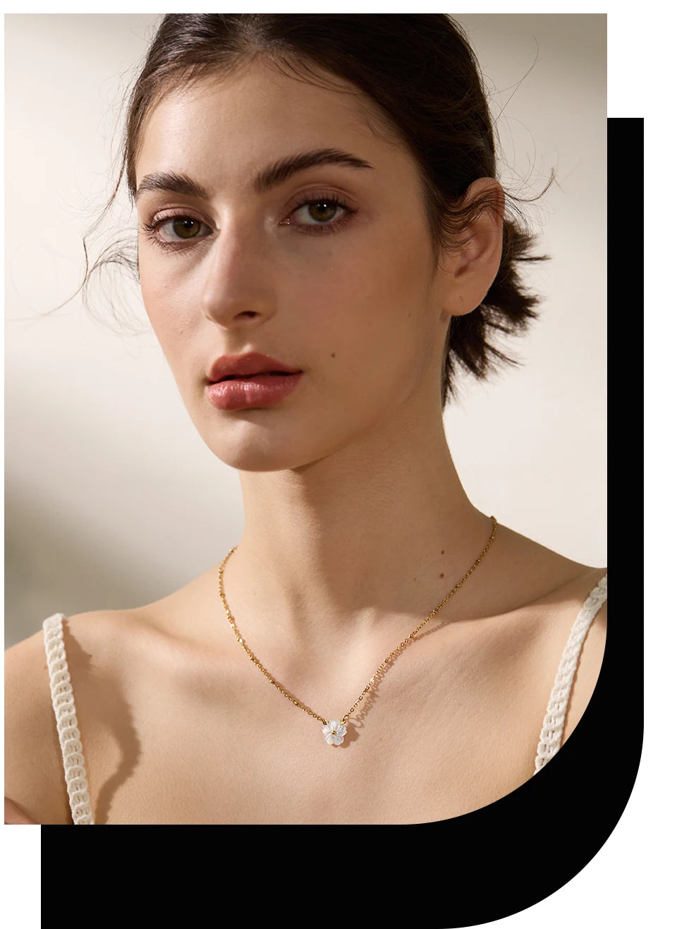 Yhpup Chic Fashion Natural Shell Flower Pendant Necklace Gift Stainless Steel Exquisite Chain Gold Color Premium Jewelry Bijoux