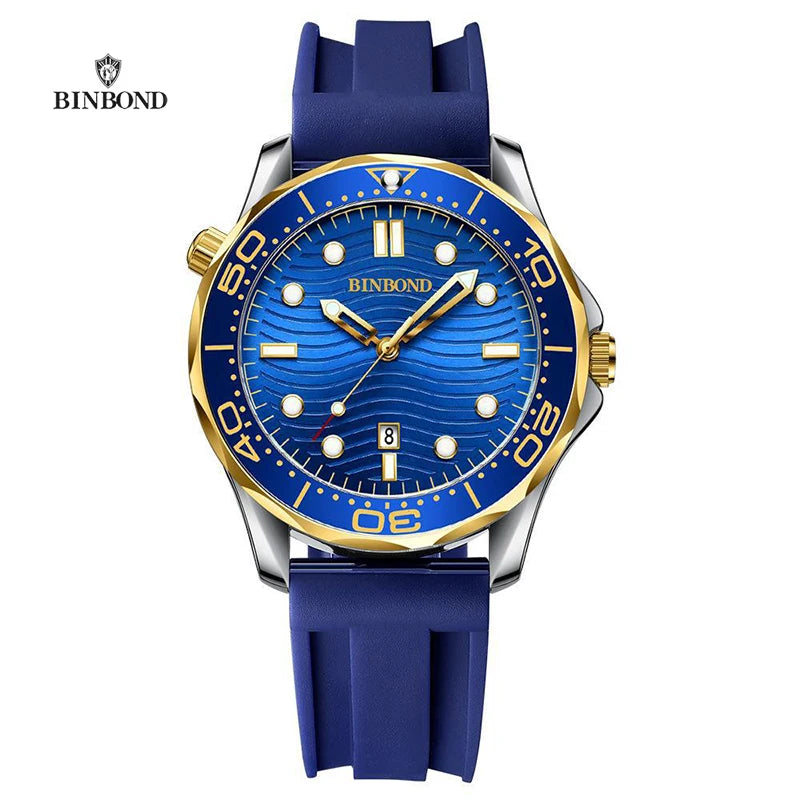 BINBOND Brand New Fashion Ultra-thin Sea Horse Series Men Business Quartz  Watches Waterproof Luminous Sports Casual Men's Watch