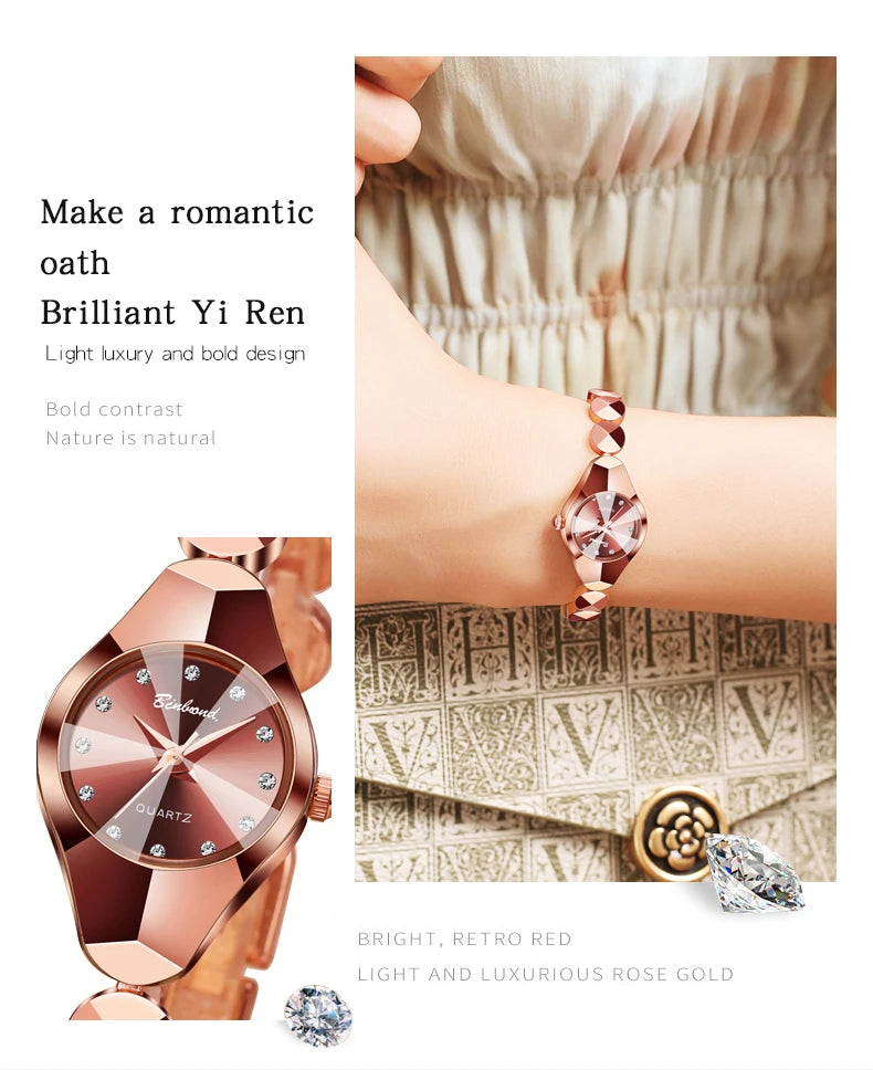 BINBOND New Fashion Quartz Women's Watches Luxury Stainless Steel Strap Waterproof Elegant Lady Bracelet Watch Relogio Feminino