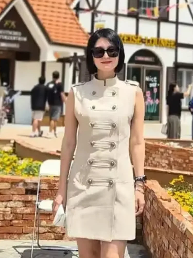 Women's Ruffle Mini Dress – Elegant V-Neck Loose Fit Dress with Elastic Waist