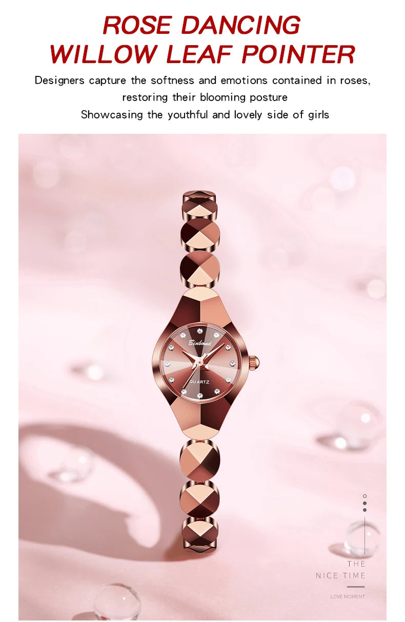 BINBOND New Fashion Quartz Women's Watches Luxury Stainless Steel Strap Waterproof Elegant Lady Bracelet Watch Relogio Feminino