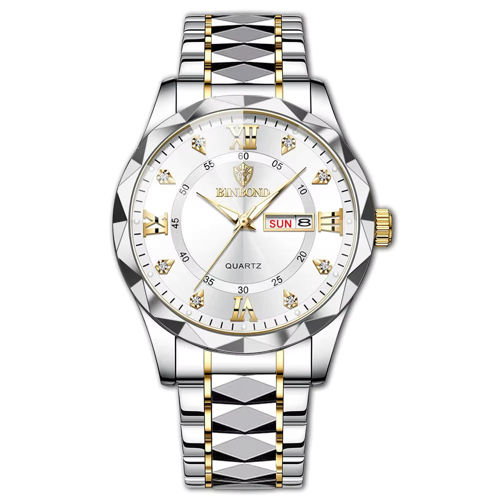 BINBOND B2521 Fashion Luxury Business Men Watches 30M Waterproof Week Date Clock Sport Quartz Mens Wristwatch Relogio Masculino